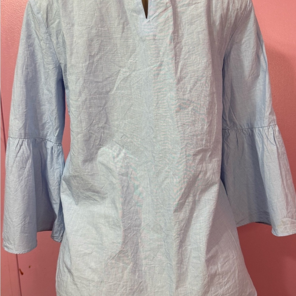 LOFT Light Blue women's flared sleeve blouse Size. S - Picture 2 of 5
